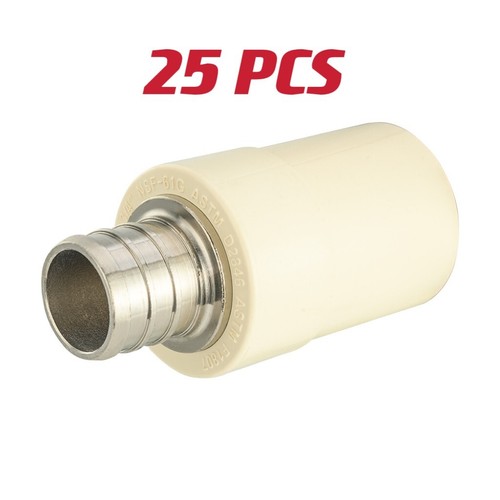 25 PCS EFIELD 3/4" PEX x 3/4" CPVC Transition Coupling Brass Barb Crimp Fittings