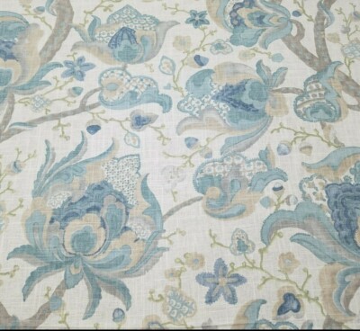 Diantha in Spring 54'' Wide P Kaufmann Linen / Rayon Slub Duck Teal Jacobean