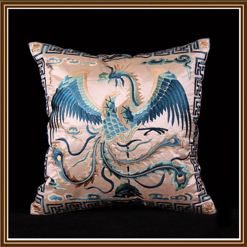 Chinese Classic BlueWhite Porcelain Silk Embroiderd Dragon Phoenix Cushion Cover - Picture 14 of 14