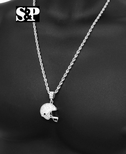 Iced Football Helmet Small Pendant 