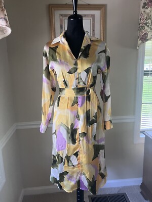 french connection satin dress French Connection Women's Printed Cowl Neck Dress - Daisy Yellow Sophie Fleur