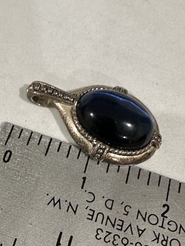 LOVELY KENNETH COLE SILVER TONE STAR OF INDIA BLUE GLASS SAPPHIRE PENDANT A13 - Picture 3 of 4