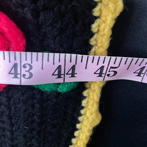 Handmade Crochet Afghan Lap Blanket Black 3D Multicolor Rosettes Granny Squares - Picture 14 of 14