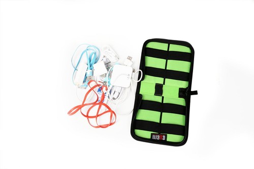 BUBM Black Travel Organiser Bag Padded 8 Elastic Loops Batteries,Charger,Cable - Picture 7 of 9