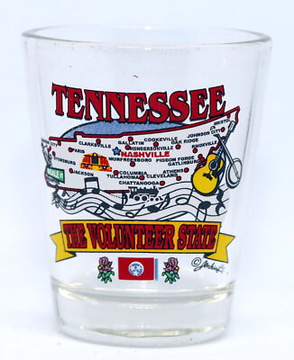 TENNESSEE STATE ELEMENTS MAP SHOT GLASS SHOTGLASS