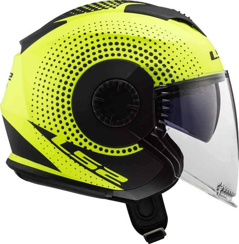 Casco jet LS2 OF570 Verso SPIN giallo fluo matt Doppia visiera Moto Scooter  | eBay