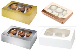 Muffin Cupcake Box 6 Piece X2 Fenetre Transparente Mariage Noel Boite De Gateau Club Vert Ebay