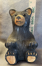 Carvers Unlimited Hand Carved Wood Black Bear Statue 8" Tall Made in Montana USA