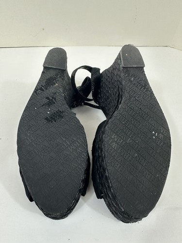 White House Black Market WHBM Gianna Wedge Sandals Black Size 8.5M Ankle Strap - Picture 8 of 8