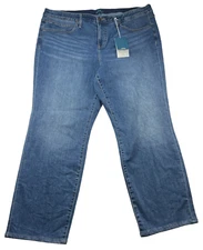 Jag Jeans Womens Plus size 24W Blue Stretch Denim Straight Leg Mid Rise New