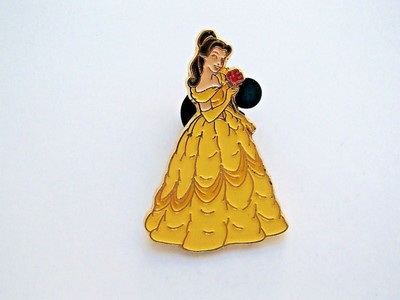 Disney Pin Beauty And The Beast Belle Holding Red Rose Ebay