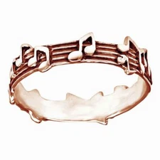 Cute Music - Musical Notes 14K Rose Gold Plated Band Ring For Women's