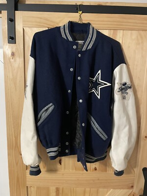DALLAS COWBOYS Vtg 1990s DeLONG Jacket Letterman VARSITY True Fan Leather XL