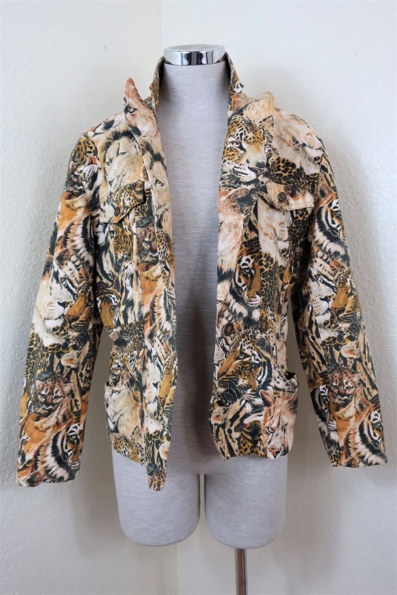 Vintage KENZO Brown Yellow Lion Tiger Cotton Jacket Hip HOp Vintage KENZO Brown Yellow Lion Tiger Cotton Jacket Hip HOp