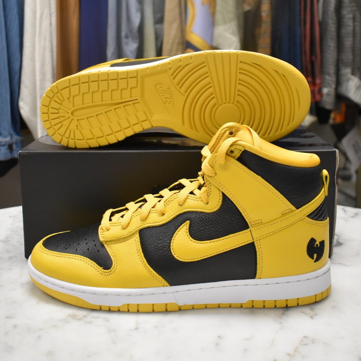 Wu-Tang Clan × Nike Dunk High Retro PRM NWT Nike Dunk Hi Retro PRM Wu Tang Clan Black Yellow Sneakers Mens