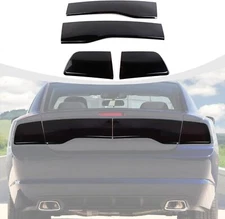 Tail Light Covers Smoked Rear Lamp Guards Trim Bezel For Dodge Charger 2011-2014