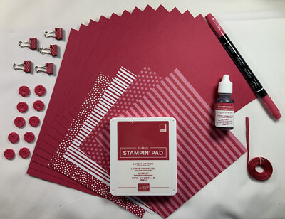 Stampin' Up! LOVELY LIPSTICK In-Color Supplies - Cardstock, Ink,Refill,Marker+++