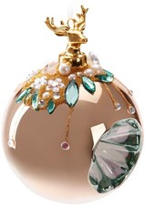 Christmas Glass Bauble Tree Balls Animals Flowers 10 cm Strass Pearls Porcelain