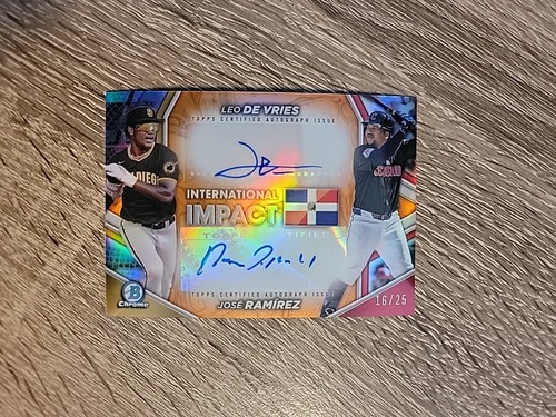 2024 Bowman Chrome Intl Impact Orange Dual Auto /25 Leo De Vries / Jose Ramirez