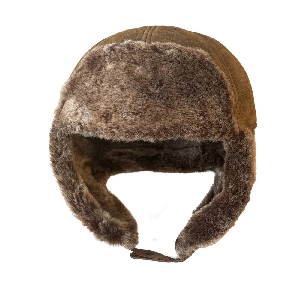 Handmade Russian Leather Trapper Real Shearling Sheepskin Leather Ushanka Hat - Image 3 of 4