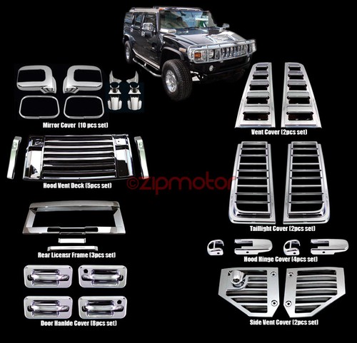 Purchase 05 06 07 08 09 HUMMER H3 INTAKE VENT TRIM COVERS CHROME In - Foto 5