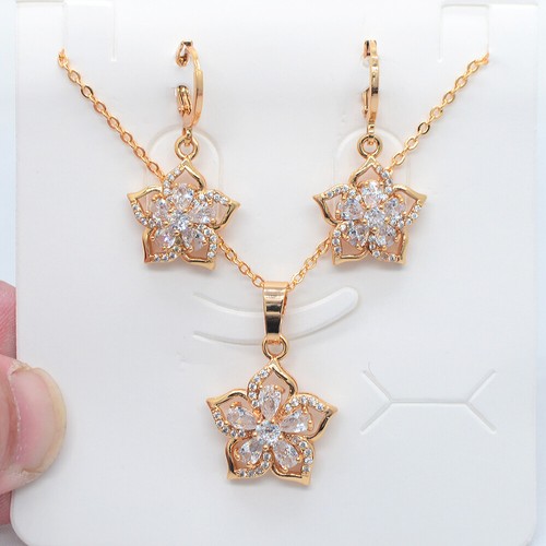18K Yellow Gold Filled Women Rainbow Topaz Flower Jewelry Set for Engagement - Picture 4 of 4