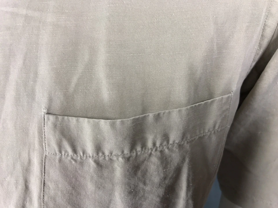 Mens Talbots Medium Hazel Wood S/S Button Down Hawaiian Shirt Linen Silk *Tear - Image 4 of 4