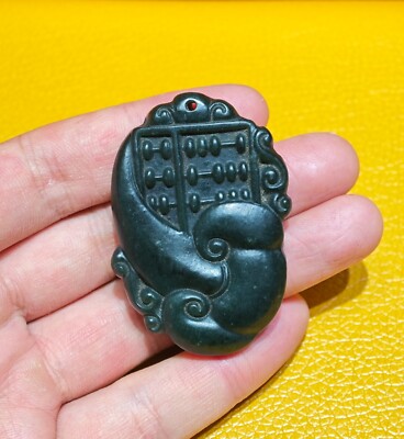 Chinese hetian nephrite jade ruyi and abacus Pendant