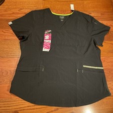 NWT Womens ScrubStar Black Pull Over Active V Neck Scrub Top Shirt Size XL
