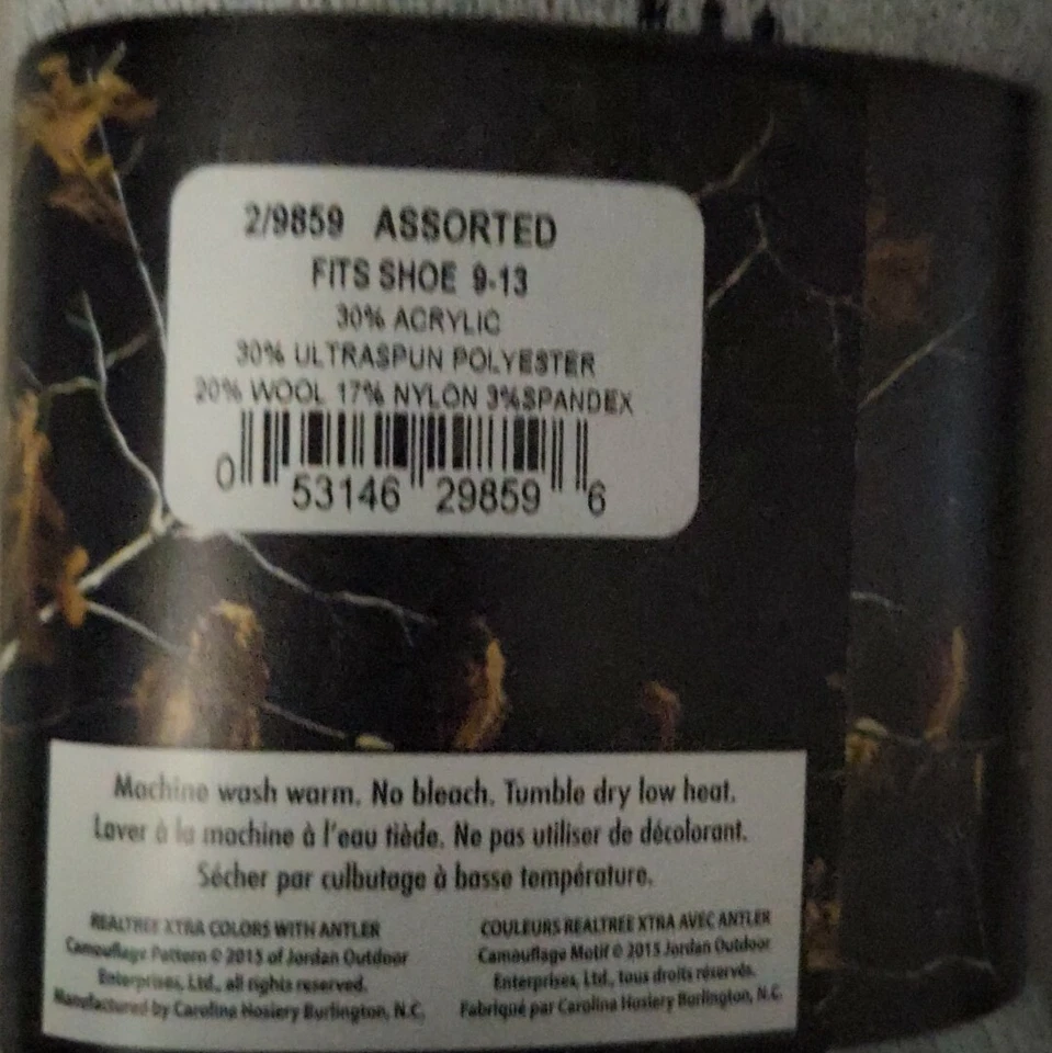 Realtree Carolina Ultimate  Wool Socks 2 Pairs Men's 9-13 + Free Wear Proof - Image 3 of 4