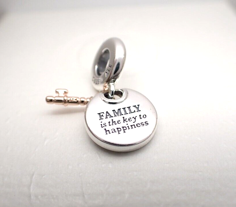 Authentic Pandora #783236C01 Two-tone Key to Happiness Double Dangle ...
