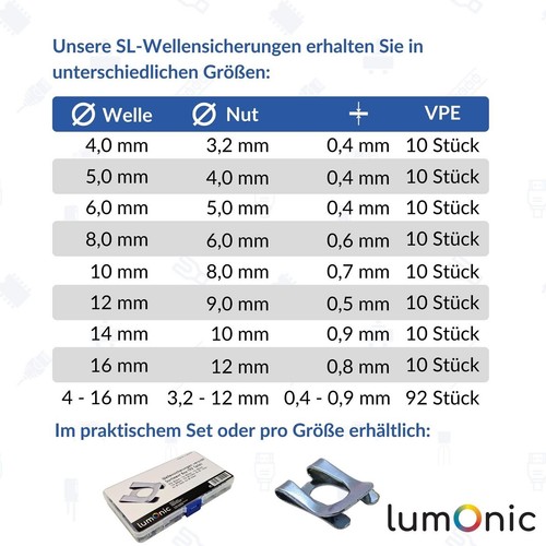 SL-Sicherung 10 Stück für Durchmesser 8mm mit 6mm Nut verzinkter Federstahl für - Picture 3 of 4