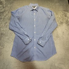 Banana Republic Shirt Mens L Blue Gingham Slim Non-Iron Dress Point Collar