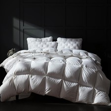 Luxury Goose Down Comforter Twin Size, Ultra-Soft Fluffy Duvet Insert for All