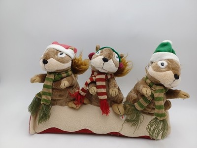 Winter Christmas 3 Dancing Singing Squirrels Chipmunks Up On the Housetop Works