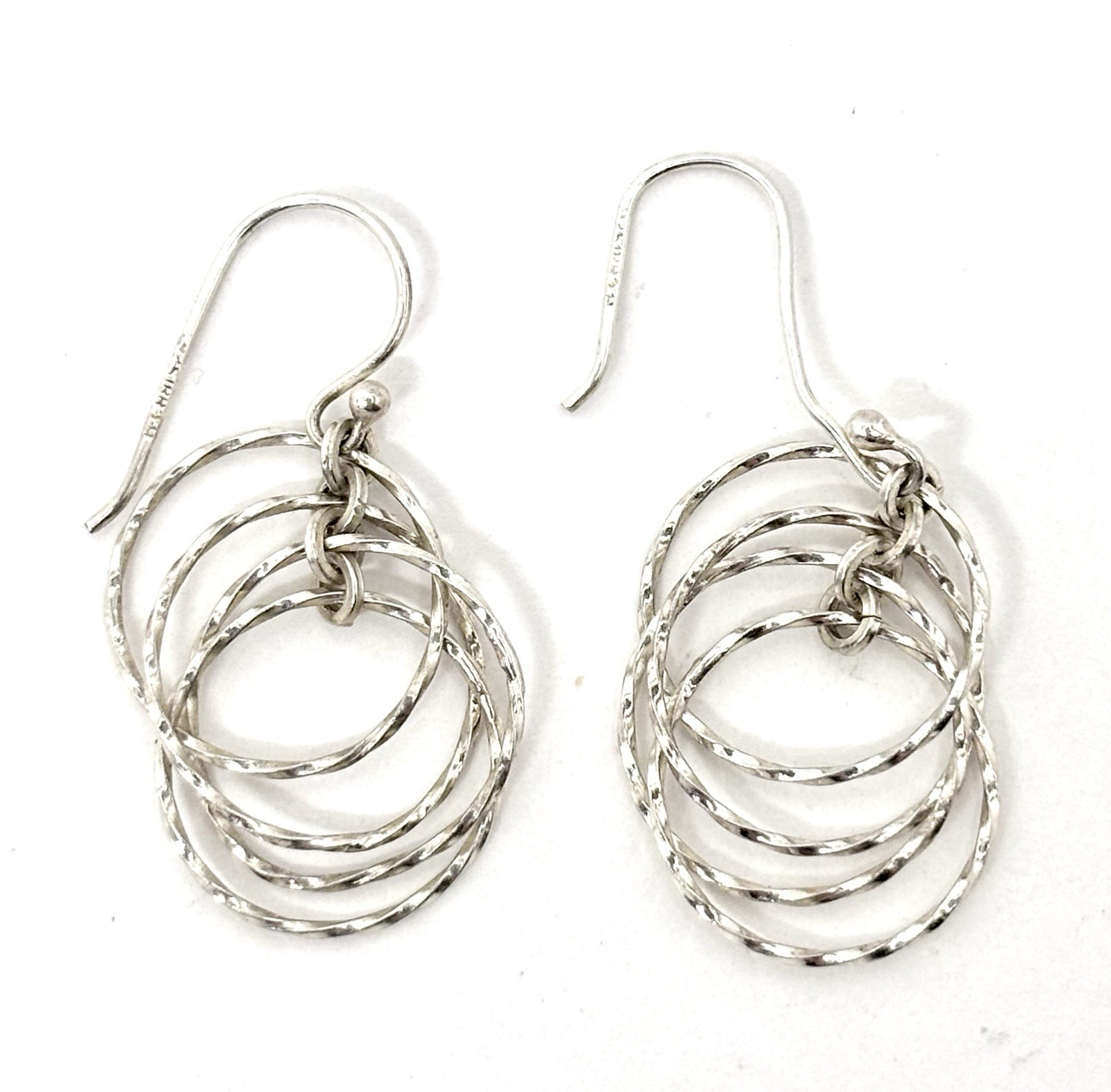 Sterling Silver 925 Dangle Earrings Nested Circle… - image 3