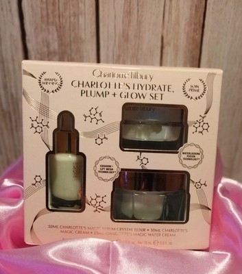 CHARLOTTE TILBURY HYDRATE PLUMP & GLOW SET NIB LUXURY Magic Cream, Elixir, Water