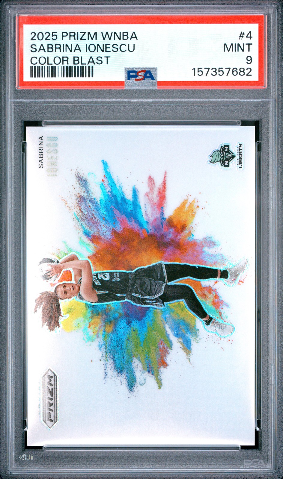 2025 PANINI PRIZM WNBA COLOR BLAST #4 SABRINA IONESCU PSA 9 view 1