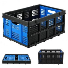 Heavy Duty Milk Crate Collapsible - 55L Foldable Storage Crate with Handles, ...