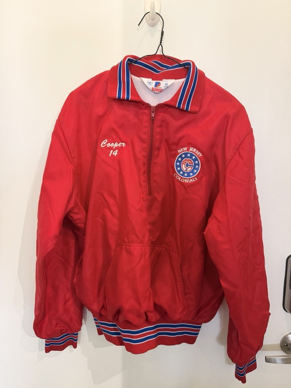 Vintage Rennoc New Jersey Colonials Hockey Jacket USA Red Medium Cooper #14