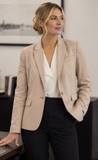 Ann Taylor Beige Single Button Blazer Jacket Size 8 Neutral Professional