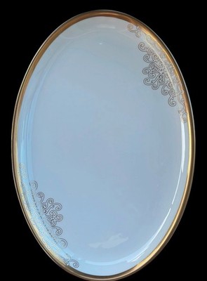 Longda Bone China ovale Servierplatte mit goldenem Schnörkelrand