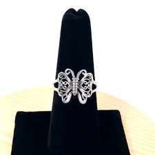 Solid 925 Sterling Silver Ring - Dainty Butterfly Filigree - Gift-Choose Size
