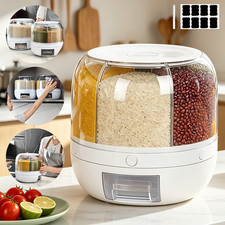 Grain Dispenser Rotating Storage Container 6 Compartment Dry Food Dispenser UK