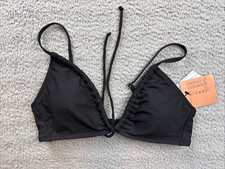 Shade  Shore Bikini Top Womens Medium 8/10 Black Triangle Adjustable Ribbed