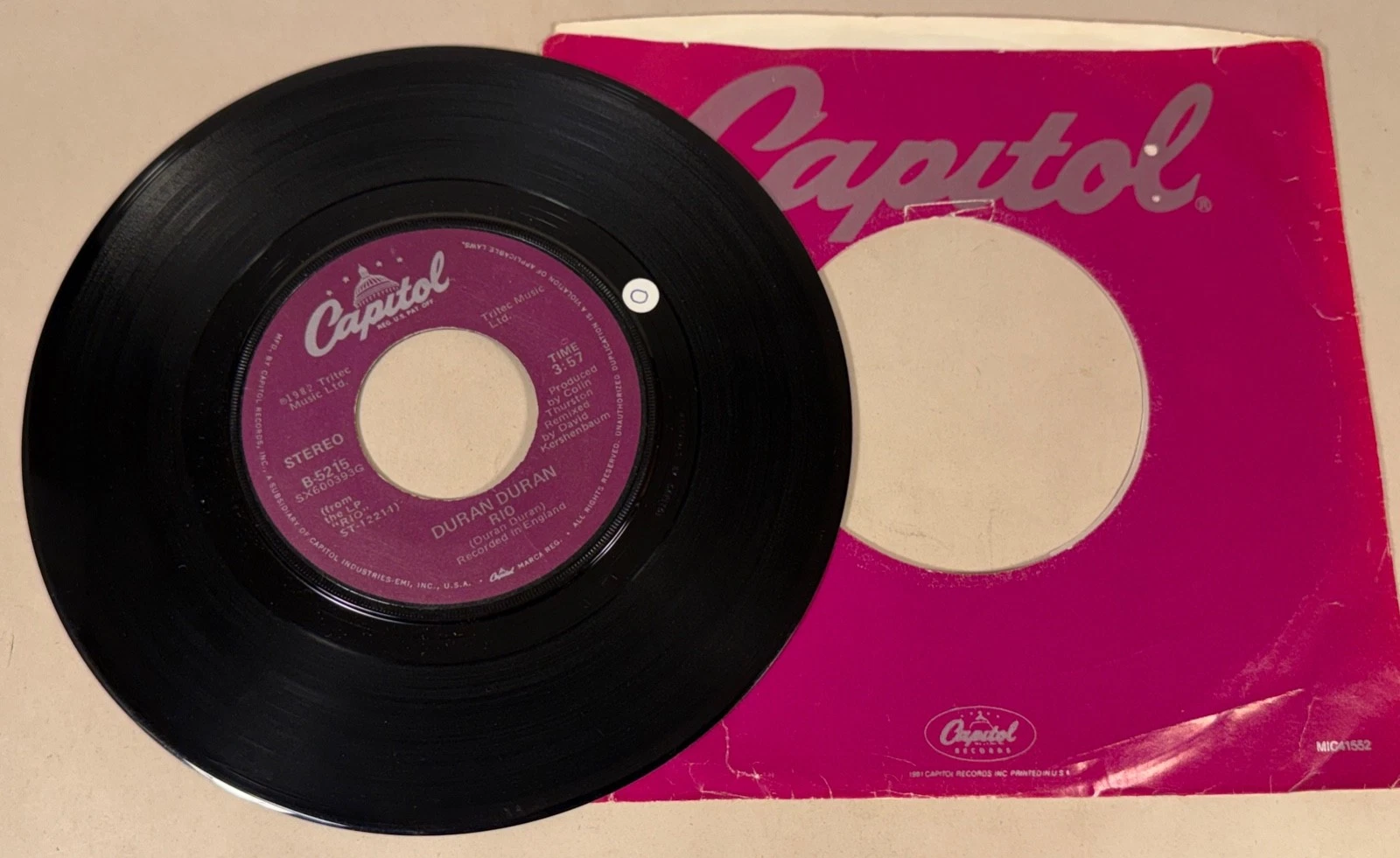 Duran Duran, Rio / Hold Back The Rain Record VG++/VG+, Capitol Records