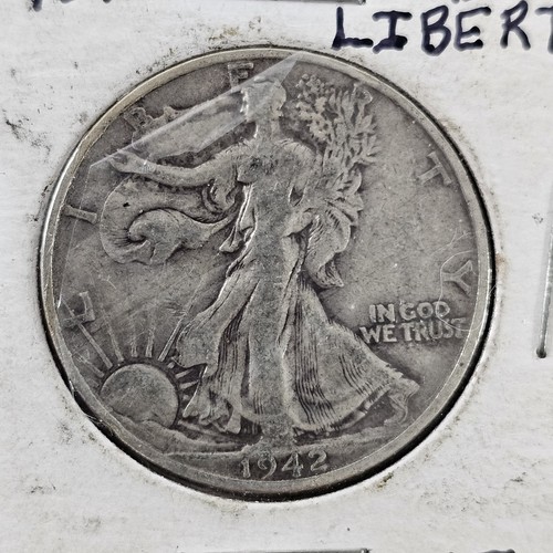 1942 S Walking Liberty Half Dollar Fünfzig Cent Münze sehr schön im Münzhalter LESEN⬇ - Bild 2 von 4