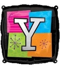 Square Letter Balloon "Y" Square Shape 18" Foil Balloon Packaged 