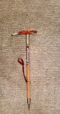 Vintage Bernina Carbon Steel Interalp Camp Wooden Handle Ice Axe, Italy 32"