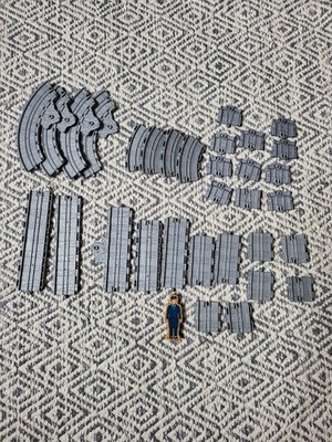 Thomas & Friends Take Along Gray Track - Lot of 32 Assorted Pieces and 1 Figure 